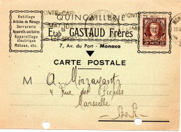 MONACO -- MONTE CARLO -- Carte Postale -- 40 C. Prince Louis II - Gebraucht