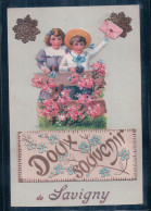 Savigny VD, Doux Souvenir, Fleurs Et Enfants, Litho Et Collage (3980) - Savigny