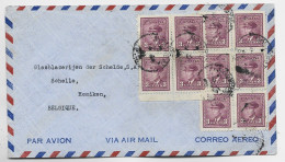 CANADA 3C BLOC DE 4 BLOC DE 6 LETTRE COVER AVION AIR MAIL  MONTREAL TO BELGIQUE - Lettres & Documents