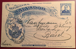 1897 3c Postal Stationery Card SAN SALVADOR>Basel Schweiz. Text: Buying Indigo Dye Pigment Near Honduras (textile Dyes - El Salvador