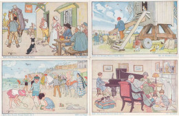French Pub Dog Piano Lounge Beach House 4x Old Sketch Postcard S - Collections & Lots