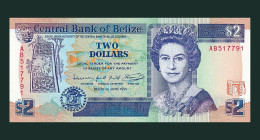 # # # Banknote Belize 2 Dollars 1991(P-52) UNC # # # - Belize