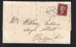 GB Complete Letter Belfast  Duplexcancel 12 Lines 62 ,  H Belfast DE 18 66    Used In Ireland - Cartas