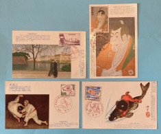 LOT De 4 CARTES MAXIMUM MAX Du JAPON JAPAN JAPONESE CARDS De 1955 1956 - Cartoline Maximum