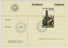 Schweiz 1939, Postkarte Feldpost Militärkommission CVJM CP.E.M.Bat.Fus.Mont 16, Münster Fribourg - Documents