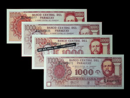 # # # Set Banknoten Paraguay 1.000 Guaranies 1982-2003 (P-207, 213, 214,221) UNC # # # - Paraguay