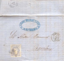 Año 1870 Edifil 107 Alegoria Carta Matasellos   Rejilla Almeria Membrete Francisco Gonzalez Zapata - Lettres & Documents