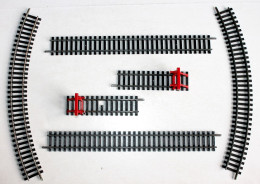 JOUEF HO 6 RAIL 2 BUTOIR N°475/2P 2 DROIT N°475, 2 COURBE N°470 R=325mm R=12 3/4, MODELISME FERROVIAIRE TRAIN (2105.247) - Rails