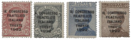 Regno - Vittorio Emanuele III - 1922 Regno - Congresso Filatelico Italiano - Quattro Valori Di Splendida Qualità - Cert. - Andere & Zonder Classificatie