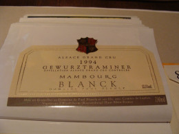 Etiquette De Vin Jamais Collée Wine Label  Weinetikett   1 Etiquettes Alsace Gewurztraminer Blanck 1994 - Gewürztraminer