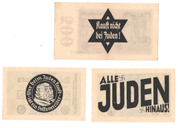 3 Nazi Propaganda FORGERY Ovpt On Genuine 1923 EF - Valuta Della Confederazione (1861-1864)