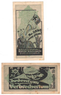 TWO WW2 Germany Nazi Propaganda FORGERY Overprint On Genuine 1000 Mark 1923 Banknote VF- - Autres & Non Classés