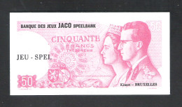 BANKBILJET 50 F - JACO SPEELBANK - BANQUE DE JEUX - KIMEX BRUXELLES  - 10,5 Cm X 5,5 Cm  (BB 20) - [ 8] Vals En Specimen