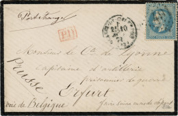 10 Janvier 1870 N°29 GC 491 De Blangy Du Calvados Vers Erfurt Prusse,voie De La Belgique,tarif Militaire Signé Calves - War 1870