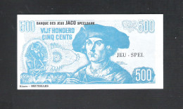 BANKBILJET 500 F - JACO SPEELBANK - BANQUE DE JEUX - KIMEX BRUXELLES  - 12,5 Cm X 6,5 Cm  (BB 25) - [ 8] Vals En Specimen