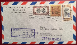 1961 Scarce Gold Stamp Lake Titicaca Pre-Colombian Art+Fundacion De La Paz Air Mail Cover>Sulzer, Winterthur (Bolivia - Bolivia