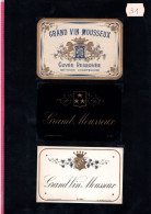 3 Etiquettes  Grand Vin MOUSSEUX  Lot B1 - Collections, Lots & Séries