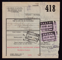 DDFF 578 - Timbre Chemin De Fer S/ Bulletin D'Expédition - Gare De IZEGEM 1945 - Chaussures Union à EMELGHEM - Documenten & Fragmenten