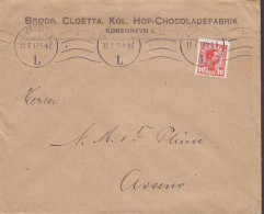 Denmark BRØDR. CLOËTTA. KGL. HOF-CHOCOLADEFABRIK (Chocolate) KØBENHAVN L. 1917 Cover Brief Brotype Ia ASSENS (Arr.) - Briefe U. Dokumente