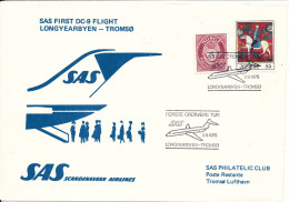 Norway First SAS Flight Cover Longyearbyen - Tromsö 3-9-1975 - Covers & Documents