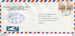 Lettre Cover Chine China University Iowa Taipei Medical College - Lettres & Documents