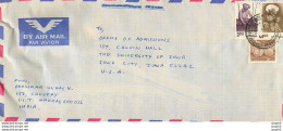 Lettre Cover Inde India University Iowa - Lettres & Documents