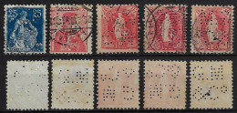 Switzerland 1891/1924 5 Stamp With Perfin GM/&Co. By Georg Meyer & Co AG From Wohlen Lochung Perfore - Perforés