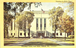 OSHKOSH, WISCONSIN, COURT HOUSE, ARCHITECTURE, FLAG, UNITED STATES, POSTCARD - Oshkosh