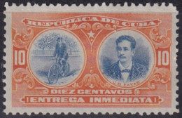 1910-223 CUBA 1910 10c MH ENTREGA ESPECIAL GEN JUAN BRUNO ZAYAS CYCLE BYCLICLE.  - Ungebraucht