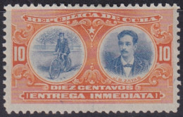 1910-224 CUBA 1910 10c MH ENTREGA ESPECIAL GEN JUAN BRUNO ZAYAS CYCLE BYCLICLE.  - Neufs