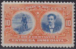1910-225 CUBA 1910 10c MH ENTREGA ESPECIAL GEN JUAN BRUNO ZAYAS CYCLE BYCLICLE.  - Unused Stamps