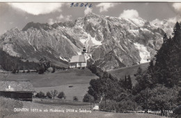 E3212) DIENTEN Mit Hochkönig 2938m - Salzburg - S/W FOTO AK HAUS Wiese Kirche TOP ! - Dienten