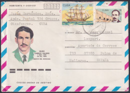 1986-EP-186 CUBA 1986 20c POSTAL STATIONERY COVER TO SPAIN. MONCADA HUGO CAMEJO.  - Lettres & Documents