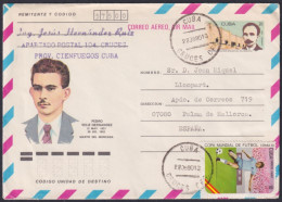 1987-EP-244 CUBA 1987 20c POSTAL STATIONERY COVER TO SPAIN. MONCADA PEDRO VELIZ.  - Lettres & Documents