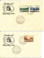Iceland FDC 8-5-1957 Glaciers Complete Set Of 3 On 2 Covers With Cachet (The Envelopes Are Pasted On Cardboard) - FDC