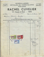 MONS Maison R. CUVELIER  ; Quincaillerie En Gros  : Lot De 3 Factures Différentes  (1948 à 1958) - 1950 - ...