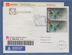Norwegen 2002 ATM-Ausgabe Eule. Werte 26,00 Und 20,00 Auf R-FDC 18.3.02,  ET-AQ - Machine Labels [ATM]