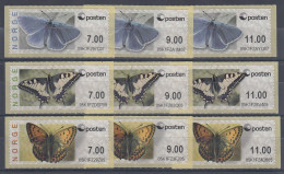 Norwegen 2008 ATM Schmetterlinge Neues Logo Mi-Nr 10-12 Satz 7.00-9.00-11.00 ** - Automaatzegels [ATM]