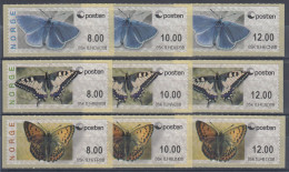 Norwegen 2008 ATM Schmetterlinge Neues Logo Mi-Nr 10-12 Satz 8.00-10.00-12.00 ** - Automaatzegels [ATM]