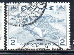 GREECE GRECIA ELLAS 1935 AIR POST MAIL AIRMAIL MYTHOLOGICAL IRIS 2d USED USATO OBLITERE' - Used Stamps