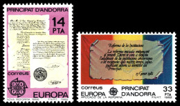 SALE!!! ANDORRA ESPAÑOLA SPANISH ANDORRE 1982 EUROPA CEPT HISTORIC EVENTS 2 Stamps Set MNH ** - 1982