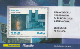 TESSERA FILATELICA VALORE 0,6 EURO ASTRONOMIA (TF1160 - Philatelistische Karten