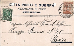MANFREDONIA - FOGGIA - CARTOLINA COMMERCIALE "DITTA PITO E GUERRA" - NEGOZIANTE DI PESCE - 1921 - Manfredonia