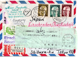 74191 - Bund - 1987 - 190Pfg Heinemann MiF A R-RSchBf BIELEFELD -> SHINJUKUKITA (Japan), M Aufkleber F Zweitzustellung - Lettres & Documents
