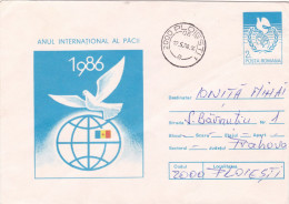 INTERNATIONAL YEAR OF PEACE,COVERS  STATIONERY1986  ROMANIA - Cartas & Documentos