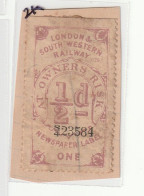 Great Britain London & South Western Railway News Paper Label  Used On Paper - Railway & Parcel Post