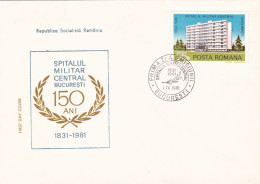 IBUCHAREST MILITARY HOSPITAL ARCHITECTURE COVERS FDC 1981  ROMANIA - FDC