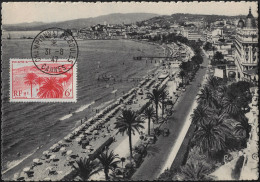 France 1947. Oblitération Championnat De Boules (pétanque), Cannes. La Croisette. Au Recto, Vignette Oblitérée - Boule/Pétanque