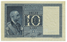 10 LIRE BIGLIETTO DI STATO VITTORIO EMANUELE III FASCIO 1939 XVIII SUP+ - Otros