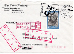 74224 - Luxemburg - 1993 - 22F Bildhauerei EF A LpBf LUXEMBOURG - ... -> TAISHO OSAKA (Japan), Unzustellbar Zurueck - Storia Postale